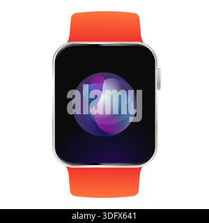 smart watch glowing sphere representing virtual voice assistant AI artificial intelligence smart technology and futuristic communication Stock Vector
