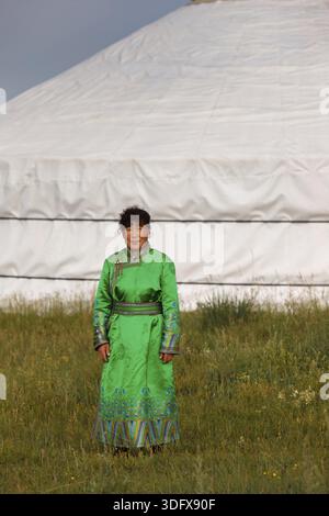 Mongolian nomad woman in front of her ger, Mongolia Stock Photo - Alamy