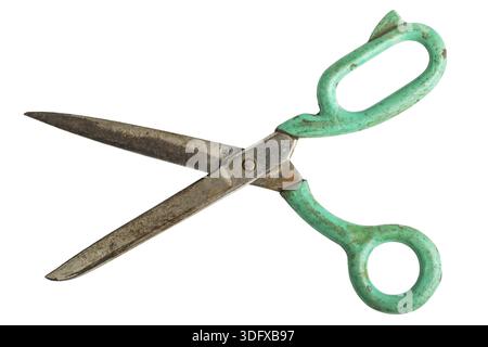 Old rusty tailor scissors isolated on white background Stock Photo