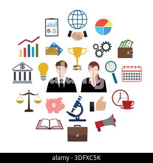 business set and essential, advertising, banking and finance icons set for website and mobile site and apps. Stock Vector