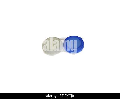 Closed contact lens case isolated on white background Stock Photo