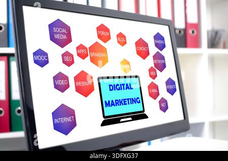 Digital marketing concept shown on a computer screen Stock Photo