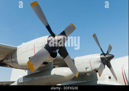 Military transport aircraft engines and propellers Stock Photo - Alamy