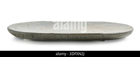new empty natural stone try isolated on white background Stock Photo