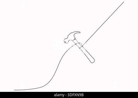 Wrench and screwdriver continuous single line art Stock Vector