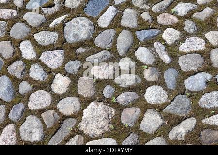 Old paved roadway as background closeup Stock Photo