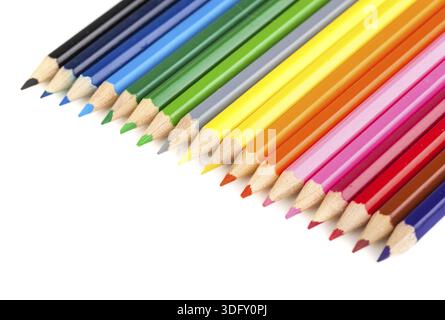 Different color pencils isolated on white background Stock Photo