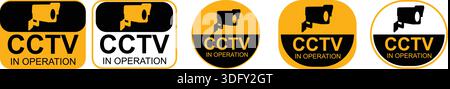 CCTV in Operation security surveillance warning badges set Stock Vector