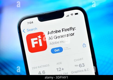 New Delhi, India 1 jaunary 2026:- Adobe Firefly AI Generator app on Apple App Store displayed on iPhone Stock Photo