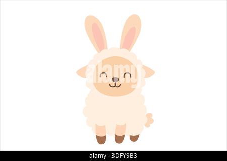 Cute Lamb with Bunny Ears for Easter Celebrations Stock Vector