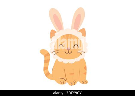 Adorable Easter Cat with Bunny Ears for Festive Celebrations Stock Vector