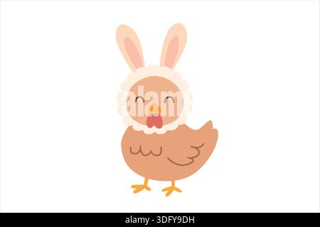 Cute Easter Chick Wearing Bunny Ears for Holiday Celebrations Stock Vector