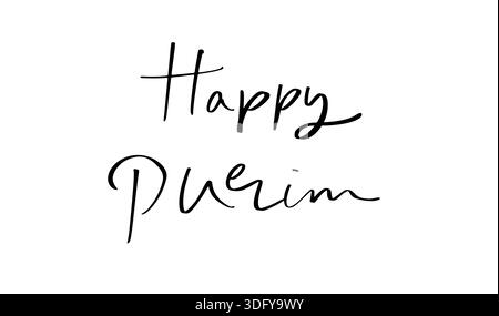 Happy purim day text font calligraphy hand written lettering script black color object happy purim day carnival holiay party happy purim day festival Stock Photo