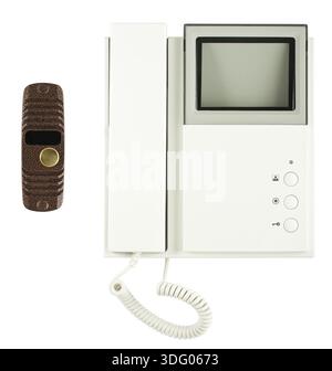 Internal and external video intercom equipment isolated on white background Stock Photo