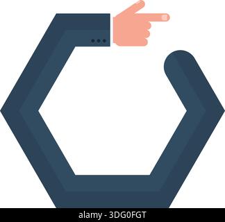 Curved graphic path shaped like a business hand pointing with polygonal path Stock Vector