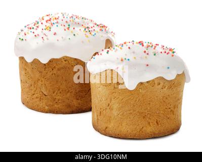 Two delicious Easter cakes isolated on white Stock Photo