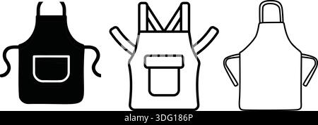 Apron icons set in solid and outline styles Stock Vector