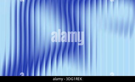 Ribbed glass background with refraction effect. Reeded glass with blue gradient. Abstract vector background Stock Vector