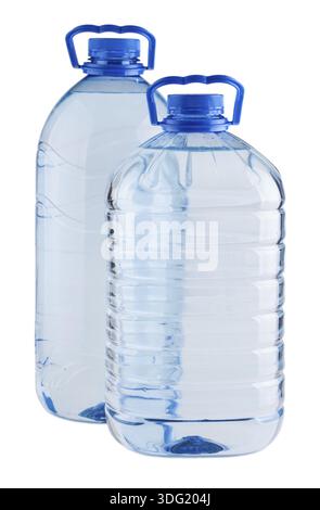 Pair of plastic water bottles isolated on white background Stock Photo