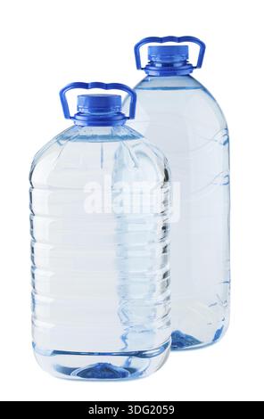 Pair of big water bottles isolated on white background Stock Photo