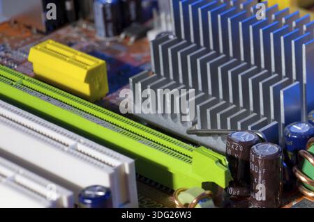 Computer board with the chips and wires Stock Photo