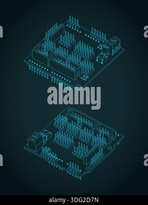 Stylized vector illustration of an Arduino sensors Set drawings Stock ...