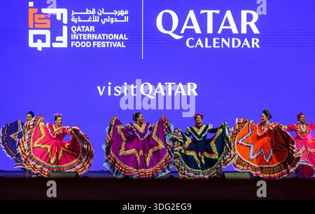 Doha, Qatar. 14th Jan, 2026. Mexican artists perform during the 15th Qatar International Food Festival at the 974 Stadium in Doha, Qatar.The Food Festival runs until Jan. 24 Credit: SOPA Images Limited/Ģ����ý Live News Stock Photo