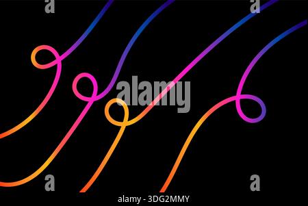 Dark abstract background with smooth rainbow gradient flowing lines Stock Vector