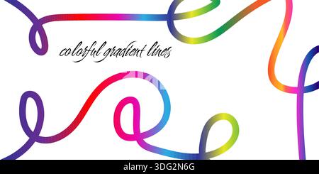 Modern abstract line artwork with smooth multicolor curves Stock Vector