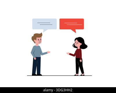 Two People Conversing with Speech Bubbles - Communication Concept Stock Vector