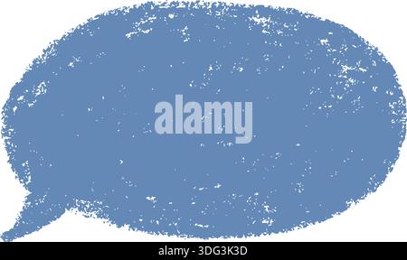 Crayon speech bubble. Blue doodle text frame. Hand drawn pastel comic dialog box. Chalk texture speech bubble. Chat balloon. Cloud shape. Vector Stock Vector