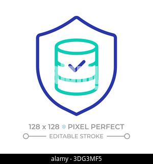 Database security pixel perfect two color line icon Stock Vector