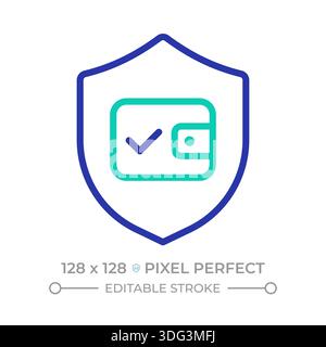 Secure payment pixel perfect two color line icon Stock Vector