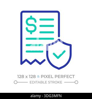 Policy agreement pixel perfect two color line icon Stock Vector