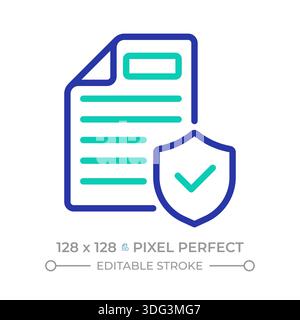 File security pixel perfect two color line icon Stock Vector