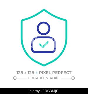 Verified personal information pixel perfect two color line icon Stock Vector