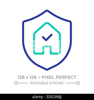 Home safety pixel perfect two color line icon Stock Vector