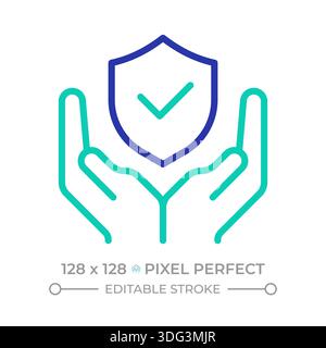 Personal safety pixel perfect two color line icon Stock Vector