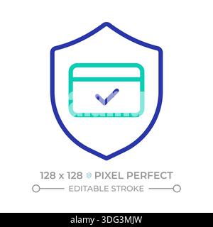 Secure payment pixel perfect two color line icon Stock Vector