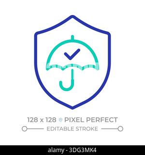 Verified security pixel perfect two color line icon Stock Vector