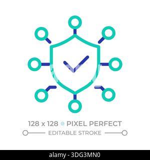 Data protection pixel perfect two color line icon Stock Vector