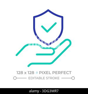 Safety assurance pixel perfect two color line icon Stock Vector