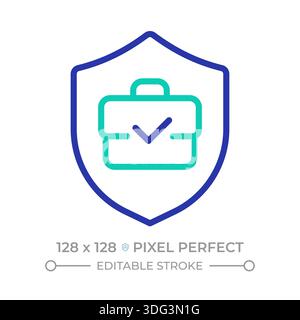 Job security pixel perfect two color line icon Stock Vector