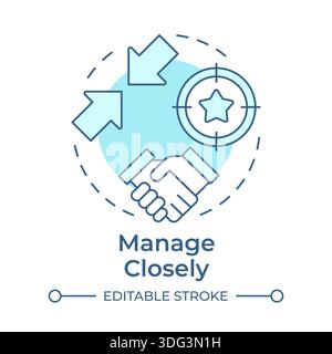 Manage closely soft blue concept icon Stock Vector