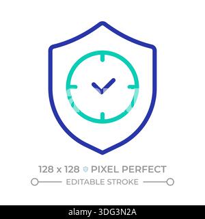 Warranty period pixel perfect two color line icon Stock Vector
