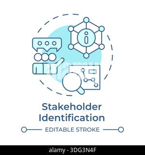 Stakeholder identification soft blue concept icon Stock Vector