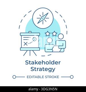 Stakeholder strategy soft blue concept icon Stock Vector