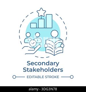 Secondary stakeholders soft blue concept icon Stock Vector