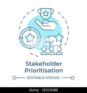Stakeholder prioritization soft blue concept icon Stock Vector