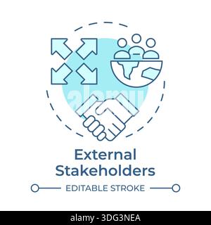 External stakeholders soft blue concept icon Stock Vector